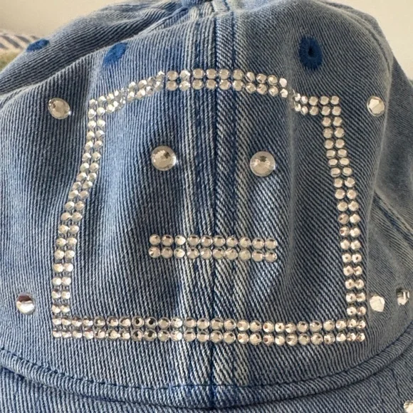 Acne Studios Denim Cap with Rhinestone Accents - Picture 4 of 4